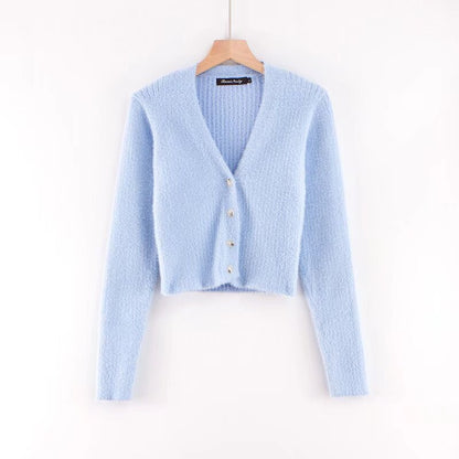 Cardigan Col V Manches Longues — Élégance Casual