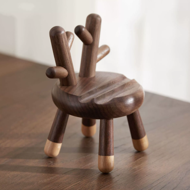 Porte-Téléphone Décoratif Bois — Cerf Stylisé Bureau